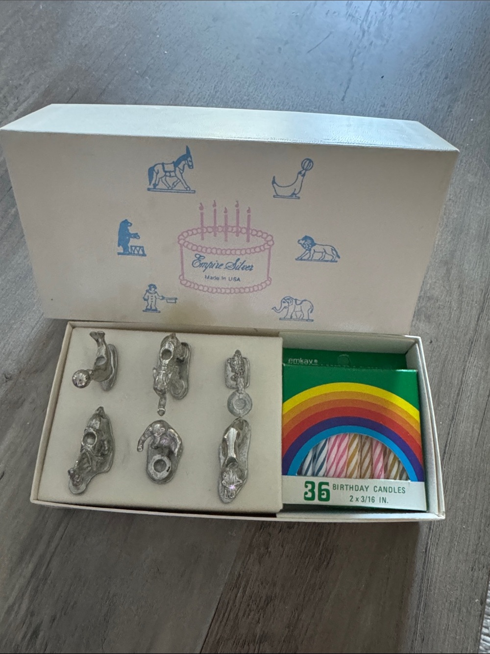 Silver Cake Candle Holders with Multicolor Candles